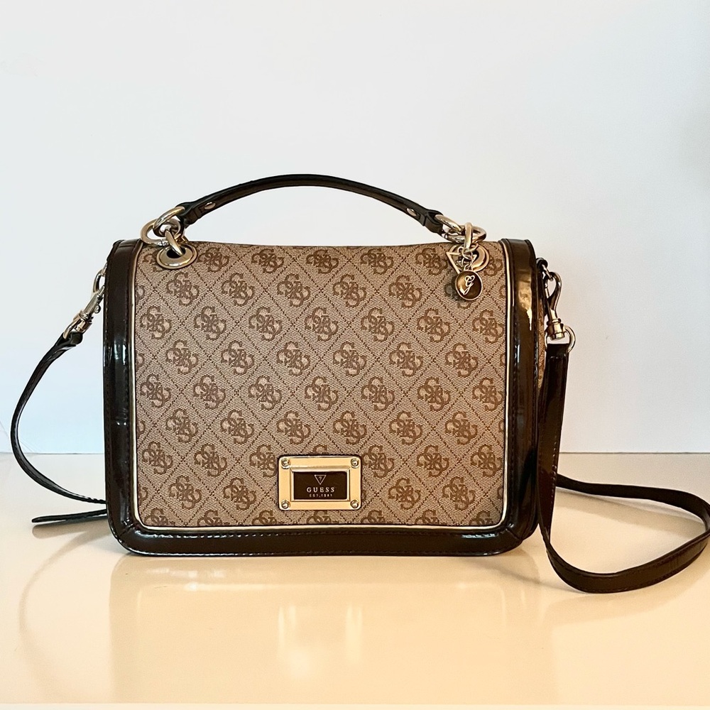 Guess 4G Logo Brown Satchel Crossbody Bag Y2K